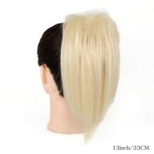 Moño desordenado, moño con pinza para el cabello, moño para mujer, extensión de cola de caballo alta, corto y liso, moño de pelo falso despeinado, coleteros para niñas