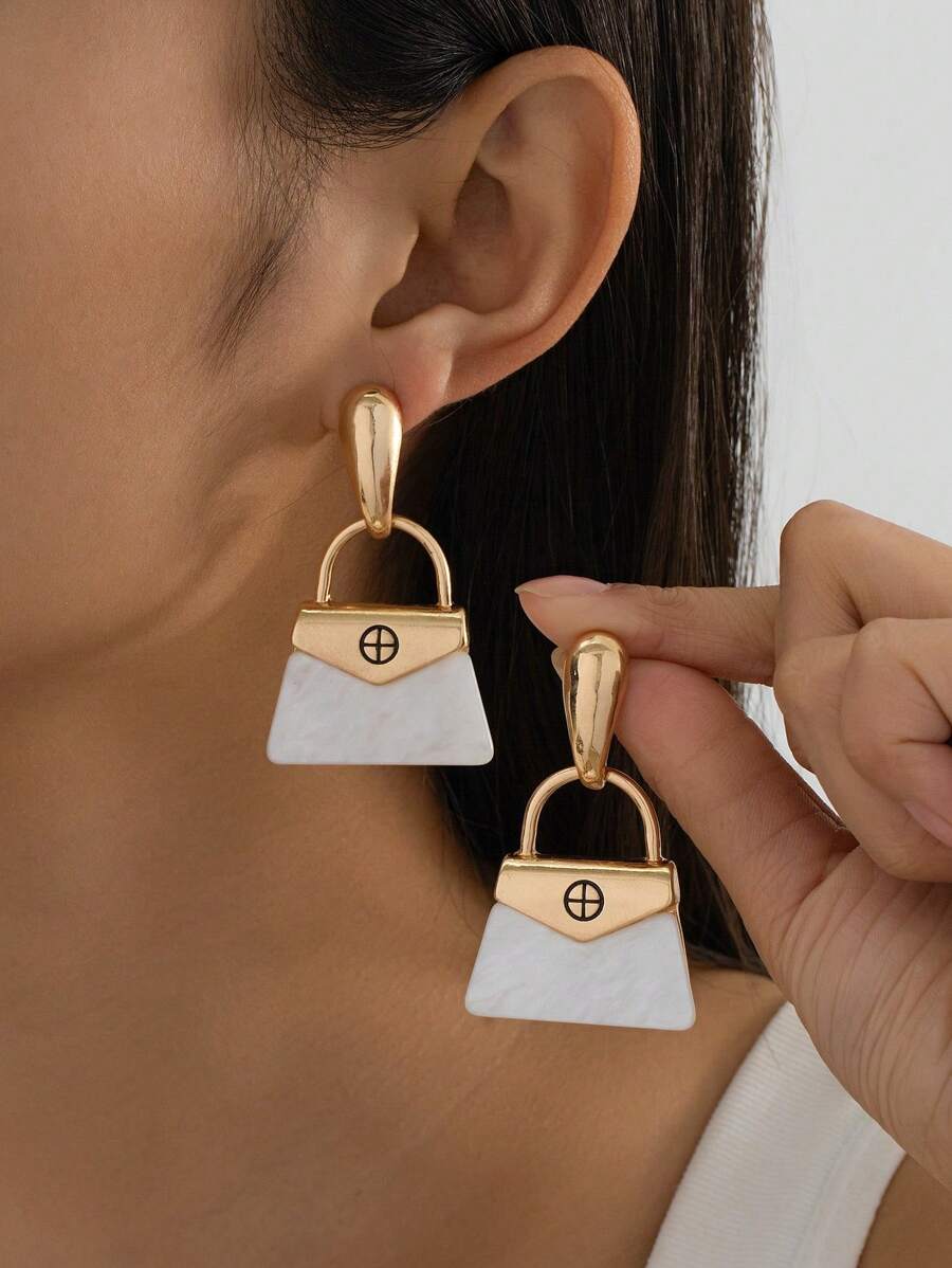 1 Pair Stylish Melda Cross Pendant Women Earrings - White - View 1