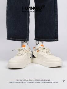 HUANQIU 2026 New Men Shoes Men Sneakers Black Shoes Skateboard Shoes Landscape Painting Fashion White ShoesSplash Ink Painting Versatile Lightweight Comfortable White Shoes Lace-Up Soft Soled Casual Shoes Chinese Style Running Shoes Black And White Four Seasons Shoes - Black and White - View 6