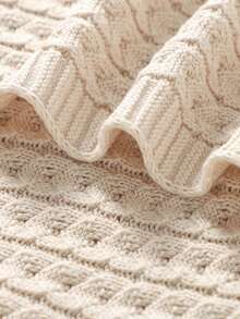 1pc Infant Knitted Blanket, Casual Minimalist Comfortable Baby Swaddle Wrap, All Season - Camel - View 6