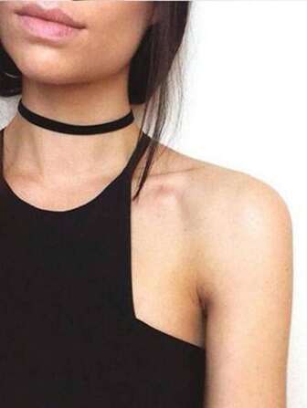 1pc Velvet Choker 1cm Wide Red Color For Wedding Daily Use