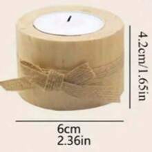 1 pieza Juego de portavelas de madera, envuelto a mano con cuerda de cáñamo, diseño natural, esencial para una cena a la luz de las velas acogedora - color madera - Ver 13