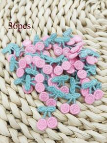 12 件/36 件服装装饰手工缝制绣花补丁 DIY 樱桃面料贴花配饰适用于服装、发饰、工艺品 - 彩色 - 查看 12