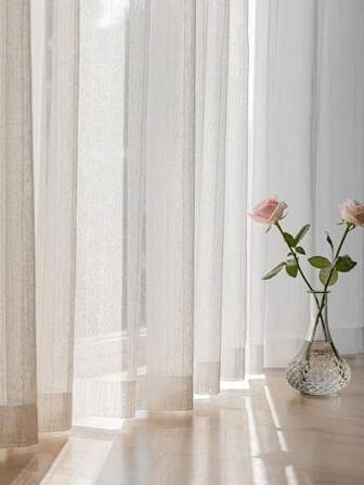1pc Romantic French Vintage Lace Sheer Curtain, Bedroom Shading, Anti-UV, White, Suitable For Balcony, Living Room Room Divider