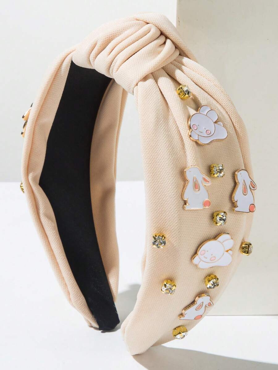 1pc Fashionable New Easter Elements Rhinestone Rabbit Headband, Elegant Alloy Ornament Accessory, Versatile Holiday Hair Clip