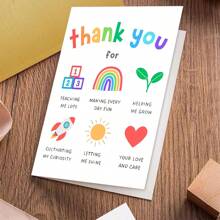 创意迷人教师感谢卡，感谢教师的礼物，适合任何教育工作者和任何场合，优质纸质材料，生日贺卡