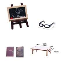 娃娃屋迷你逼真学习用品系列，包括微型书籍、杂志、文件夹、背包、DIY 微型学习场景玩具、微型计算机计算器、BID 娃娃装饰、迷你学习和绘画道具 - 彩色 - 查看 19