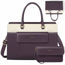 NEWHEY 女士 15.6 英寸防水笔记本电脑手提单肩包带手拿包适合办公室商务通勤教师购物优雅风格 - 彩色 - 查看 15