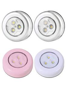 1 pieza Lámpara de mesita de noche para niños, luz nocturna suave para habitación de bebé, luz cálida, blanca/cálida, lámpara redonda con sensor táctil de 3 LED para hogar/dormitorio, luz nocturna alimentada por batería - Multicolor - Ver 2