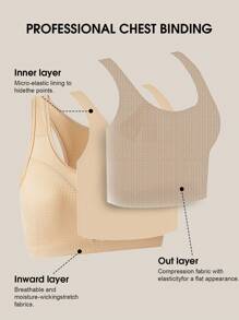 1pc Women Chest Binder, Flattering Trans/Transgender FTM Vest Top Tank, Adjustable Seamless Chest Compression Shapewear For Large Bust