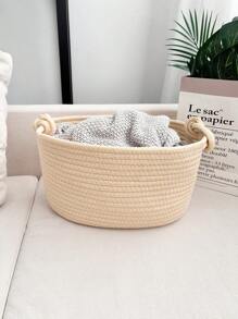 1 件加厚可折叠超大洗衣篮，毛毯篮，手工编织篮，带吉祥扣手柄，用于存放衣服、毛毯、靠垫、玩具、杂物、鞋子，适用于卧室、洗衣房、走廊、现代波西米亚风绳子植物衣架、木藤几何篮子、天然混合金属框架装饰，适用于沿海花园装饰 - 米色 - 查看 16