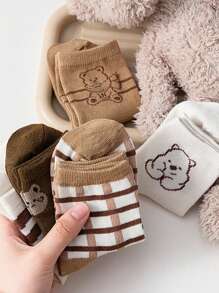 10 Pairs Of Spring And Autumn Socks For Boys And Girls Aged 1-16, Cute, Bear, Baby Girl, Student
