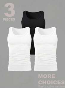 Lonblece 3pcs/Set Unisex Casual Sleeveless Tank Tops, Versatile