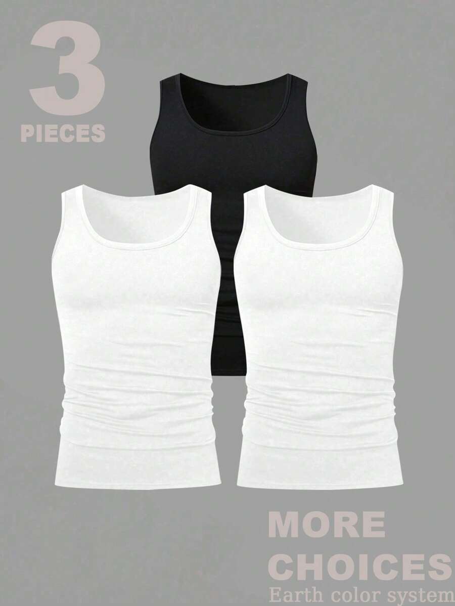 Lonblece 3pcs/Set Unisex Casual Sleeveless Tank Tops, Versatile