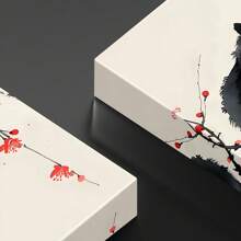 The Black Cat Stood On A Branch Which Bloomed The Red Flowers. Large Wooden Framed Wall Painting Artist Home Decoration Oil Painting - Bedroom, Bathroom, Living Room, Office, Kitchen, Christmas Gifts - 1 Piece