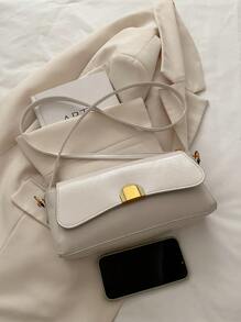 1pc Women Glossy PU Leather Baguette Bag, Premium Design Niche Small Shoulder Crossbody Bag, Versatile For Going Out, Commute, Date, Underarm Bag, Personalized Shoulder Slant Bag