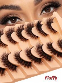 7 Pairs Black Russian Curly Soft Fluffy Faux Mink False Eyelashes
