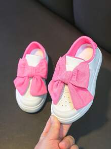 女童时尚蝴蝶结运动鞋，公主滑板鞋，软底，舒适休闲，适合学生日常活动和户外穿着，春夏季 - 粉色 - 查看 2