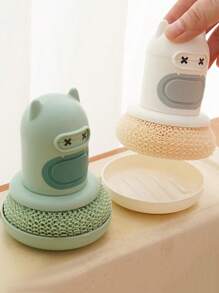 2件装新款锅刷厨房卡通按压式刷子自动加液锅具可爱清洁刷锅具清洁刷