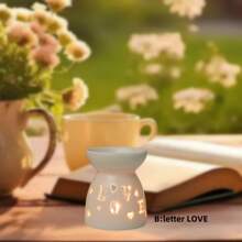 1/2PCS，精致迷你香薰炉，白色镂空陶瓷炉，《2.7inchX3.4inch》，花爱月亮星星香炉烛台，加热烛台，精油炉香薰，芳香疗法，适合家庭，情人节，派对，万圣节派对，怪异，秋季，节日，假期，冬季，度假，节日，假期，房间装饰，礼物 - 彩色 - 查看 7