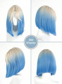 Tóc giả ren một mảnh, tóc giả bob thẳng nhiều màu ngắn thanh lịch dài 12 inch dành cho phụ nữ và trẻ em gái, tóc giả sợi tổng hợp chịu nhiệt cho các bữa tiệc và sử dụng hàng ngày, một bộ tóc giả nâng tầm vẻ ngoài của bạn - Nhiều màu - Xem 4