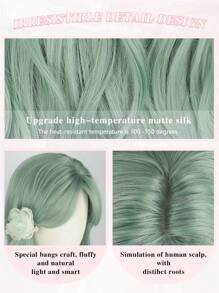 Long Wavy Wig With Bangs, Synthetic Fiber, Multi-Color Wavy Wig, Suitable For Daily And Party Use, Natural Smooth And Realistic Wig (Excluding Acessories)