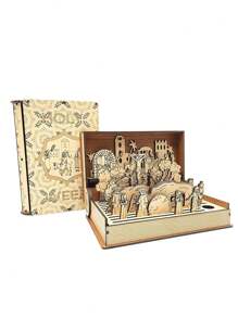 1Set Easter Wooden Holy Week Book Playset Holy Week Gift Teaching Aid Family Gift Retro Easter Heirloom DIY Easter Resurrection Scene Decor Handmade Vintage Easter Story Display Home Decor Gifts Birthday Graduation