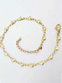 1 Stylish Summer Simple Boho Heart Chain Anklet - Gold - View 3
