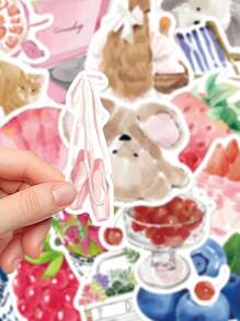 50pcs Mediterranean Style Artistic Stickers PVC Gift Cartoon Decoration Scrapbook Laptop Luggage Guitar Water Cup Phone Case DIY Decal,School Supplies,Back To School