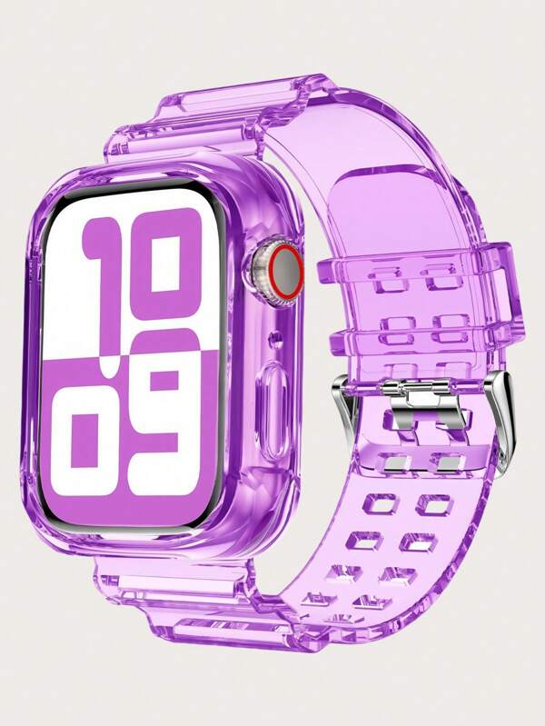 2 In 1 Crystal Clear Band With Bumper Case Compatible With Apple Watch 38/40/41/42/44/45/46/49mm,Jelly Sports Protective Replacement Wristband Strap Compatible With IWatch 11/10/9/8/7/6/5/4/3/2/1/SE Ultra Women Man No Screen Not Included Watch