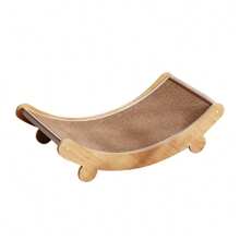 1 件装剑麻猫抓板带猫床，剑麻猫抓板休闲椅，室内垂直猫抓柱玩具，木制猫家具（中号） - 黃色 - 查看 5