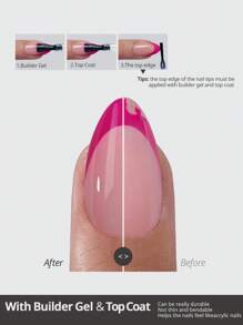 French Gel Nail Kit - 5 Colors - Square Nail Shape - 15 Sizes - Pink, Soft Pink French Tips Adhered To Nails, Soak-Off Gel Extension, DIY Nail Design, Ideal For Women's Nail Grooming Press On Nails