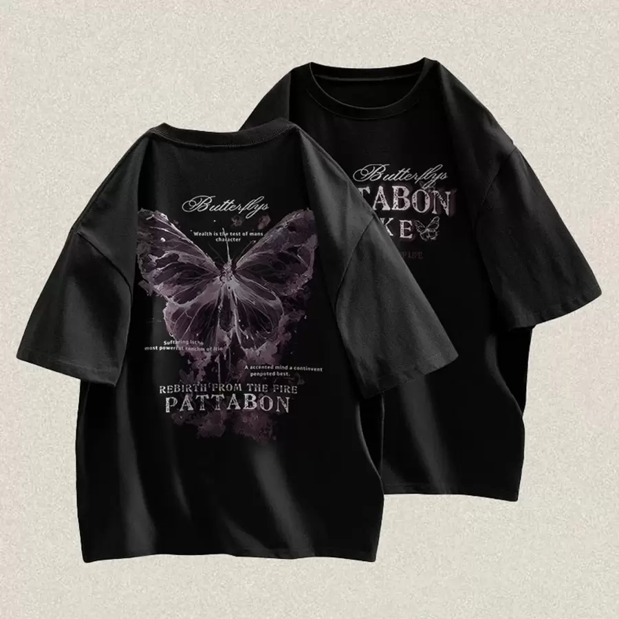 Butterfly Rebirth From The Fire Unisex Basic Cotton T-Shirt - Black - View 1