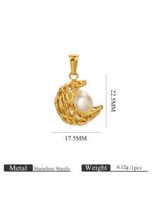 1PC Stainless Steel Fashion Casting Can Rotate Faux Pearl Pendant Gold Plated DIY Necklace Pendant Accessories Fashion Accessories