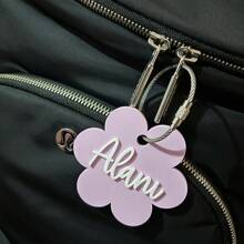 1 Stück Gepäckanhänger aus Acryl mit Schleife - süßer minimalistischer personalisierter Namen Tasche Identifikator, leichtes Reiseaccessoire für Rucksäcke und Koffer