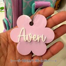 1 Stück Gepäckanhänger aus Acryl mit Schleife - süßer minimalistischer personalisierter Namen Tasche Identifikator, leichtes Reiseaccessoire für Rucksäcke und Koffer