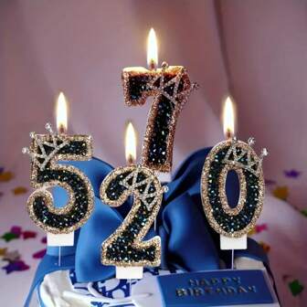1 pièce Décoration de gâteau en forme de couronne et de chiffre ornée de diamants noirs, pour les anniversaires des princes et princesses. Pas besoin d'alimentation électrique, convient pour les mariages, les fêtes, les macarons, les pics à gâteau, la décoration de fête