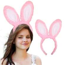1 Piece Plush Rabbit Ear Hair Hoop Clasp For Girls Young Women Cosplay Headwear - Pink - View 7