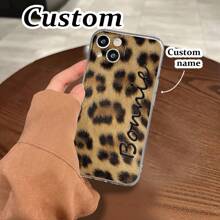 Personalized Leopard Print Transparent Painted Minimalist Anti-Drop Thick Phone Protective Case, Printed Design Compatible With IPhone 16/16 Pro Max, XR/7/8, IPhone 15 Pro Max, 12 Pro Max, 13 Pro Max, 14 Pro Max, 13, 14, 11, 12P, 14P, 11P, 12 Anti-Drop Soft Shell, Suitable For A134G, A22, A21S, A514G, A52, S22 Ultra, A335G, Suitable Compatible With Redmi 10, Redmi Note 114G, Redmi 11 Lite, A53, TPU A14/A23/S23 Ultra, S24, A14, A15, S23, A73, S25/S25 Ultra Redmi Phone Case