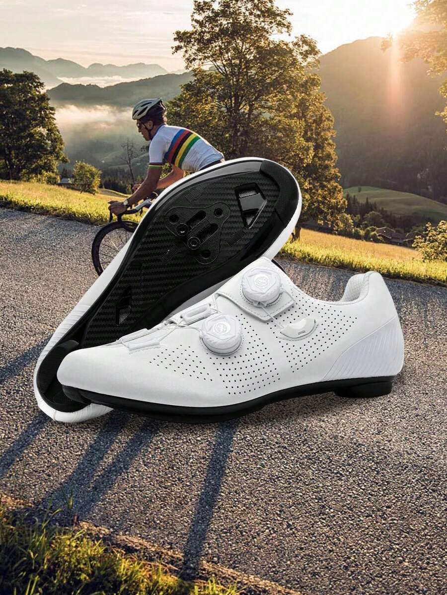 专业公路骑行鞋，男女通用骑行自行车鞋，适合所有季节，皮革鞋面，防滑耐磨，适合运动和骑行，运动鞋