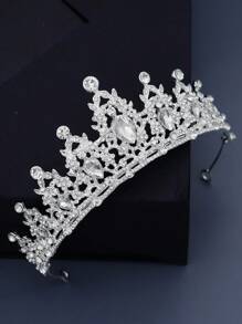1pc Bridal Crystal Crown, Princess Wedding Tiara - Silver - View 8