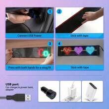 Luz LED con logotipo del ojo del diablo para coche, panel de píxeles LED programable con aplicación, luz nocturna, pantalla LED flexible programable DIY para accesorios de coche/camión - 1 pieza - Ver 7