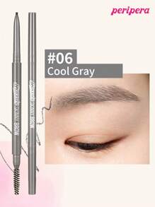 Peripera K-Beauty Speedy 眉笔，双面眉笔，柔软自然，细尖，塑造、定义、填充眉妆，带刷子，持久、防水防汗，韩国彩妆 - #06 Cool Gray - 查看 1