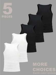 Lonblece 5pcs/Pack Unisex Casual Versatile Sleeveless Tank Top