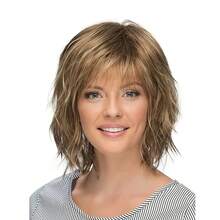 1 Piece 12 Inch Elegant Ladies Short Layered Hairstyle Bob Ladies Brown Blonde Silver Straight Synthetic Wig, Gradient Brown Natural Fluffy Wig Rose Mesh Cap - Brown - View 4
