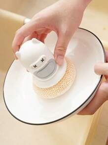 2件装新款锅刷厨房卡通按压式刷子自动加液锅具可爱清洁刷锅具清洁刷