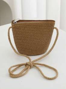 2pcs/Set Kids Everyday Versatile Straw Hat + Bag Combo, Perfect For Summer Outdoor Sun Protection, Beach Vacation