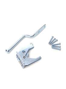 1 set de Loquet de porte en acier au carbone chromé à charnière longue, Loquet de porte de clôture autoverrouillant à levier de gravité automatique pour porte de clôture en bois, Gâches de porte de clôture (1 levier de verrouillage + 1 tête de verrouillage + 6 vis), Ensemble de serrure de charnière de clôture en acier au carbone - Goupilles en fer argenté, Loquet de jardin et de porte à usage multiple avec vis incluses, Loquet de portail automatique avec boulon pour clôture de pâturage, jardin, Clapet de rattrapage automatique en acier au carbone pour fourniture de matériel de clôture de jardin