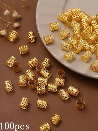 100pcs Kids Hair Clips, Colorful Aluminum Braiding Rings For Dreadlocks, Hip-Hop Punk Hair Accessories, Party Event Hair Decoration