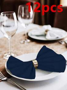 6/12/280 piezas Servilletas de unicolor clásico resistentes a las arrugas, lavables y reutilizables para restaurante, fiesta, banquete, mesa - Multicolor - Ver 19